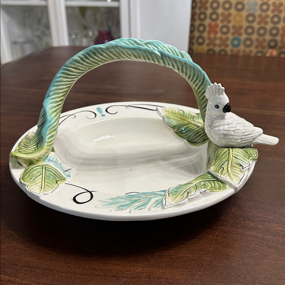 🧡 Fitz & Floyd Cockatoo Ceramic Serving Plate with Bird and Leaf Design 🧡
